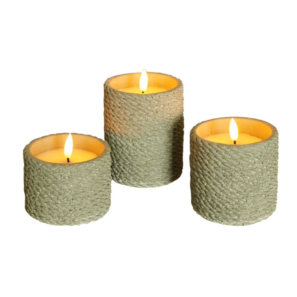 LED 원통형 시멘트 3D Wick Wax Candle
